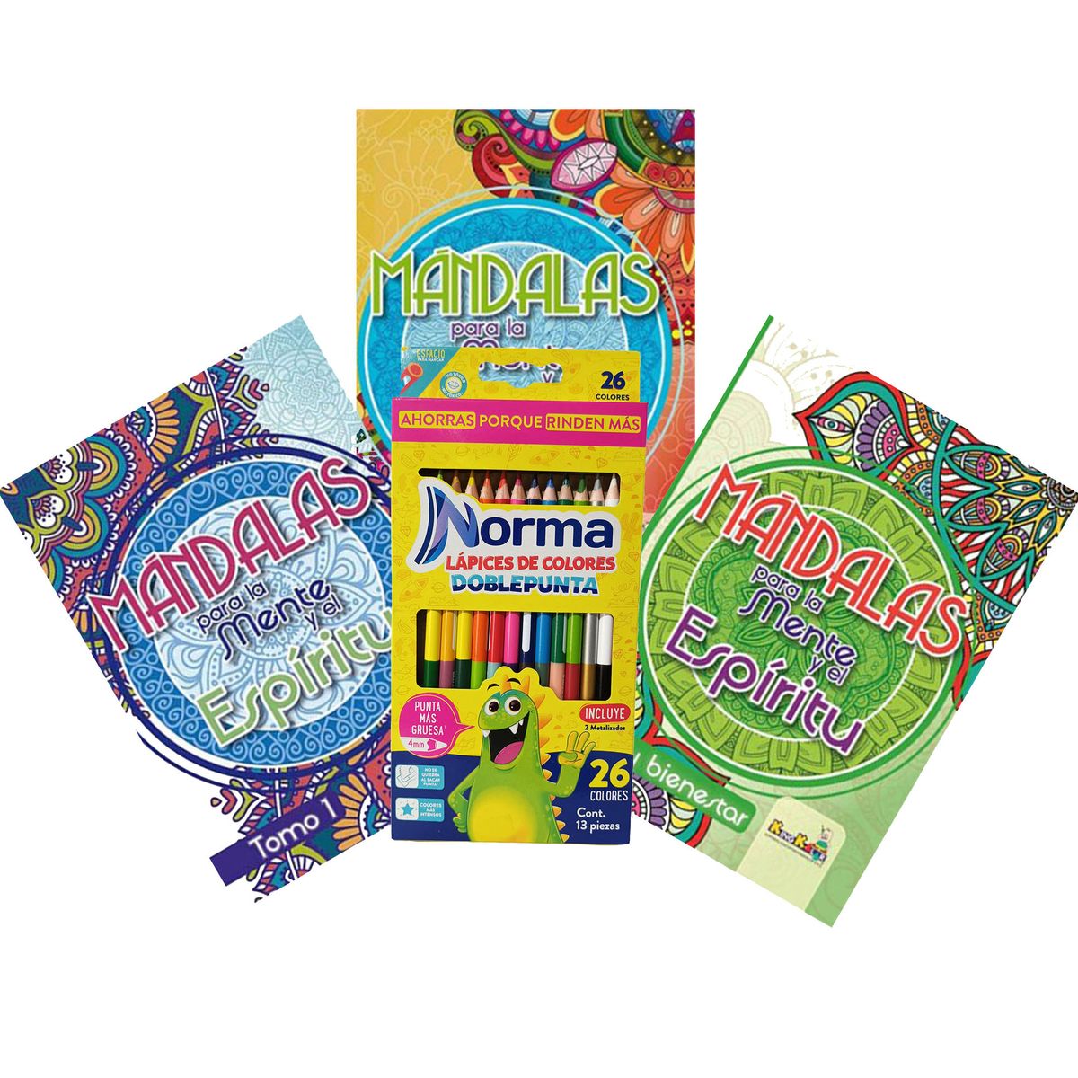 NORMA - Libros De Mándalas 64 Paginas X 3 Unidades + Colores Norma