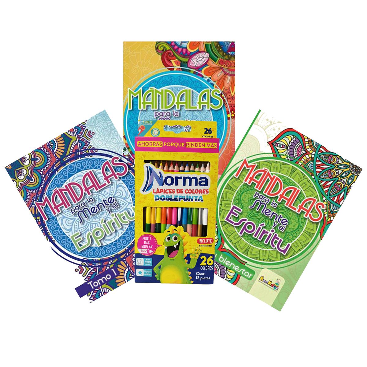 NORMA - Libros De Mándalas 64 Paginas X 3 Unidades + Colores Norma