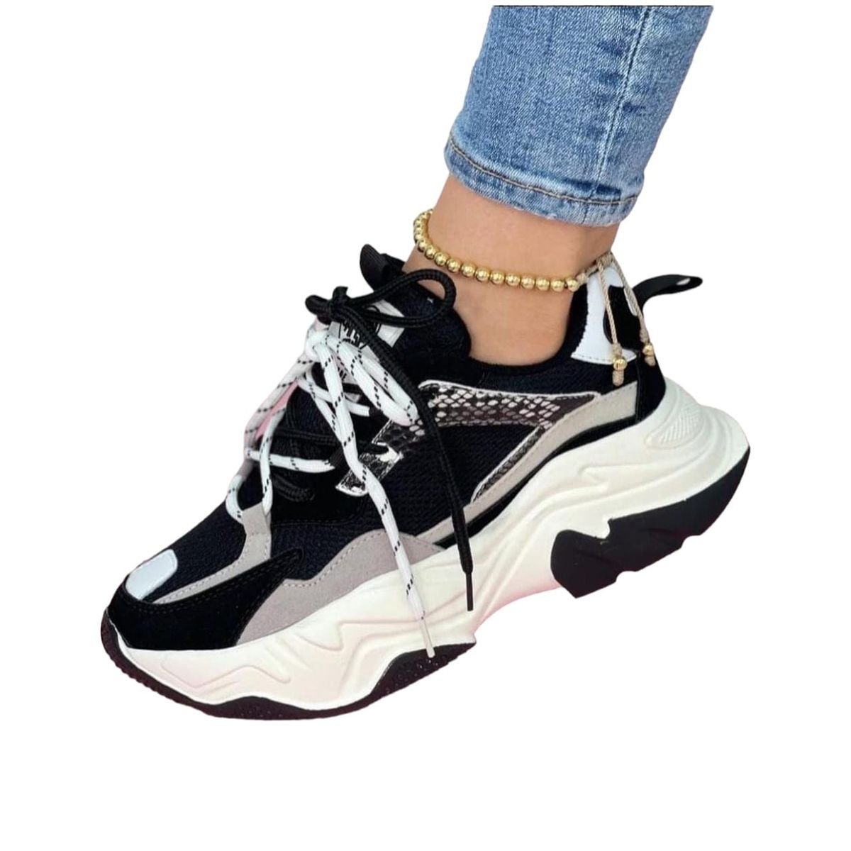 EVEGONZ - Tenis Urbano Cómodo Calzado Casual Zapato Negro Urban Moda