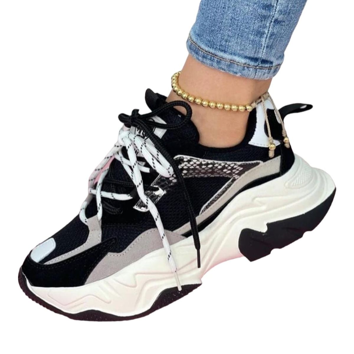 EVEGONZ - Tenis Urbanos Cómodo Calzado Casual Zapatos Negros Urban Moda