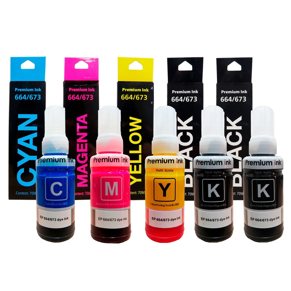 GENERICO - Tinta Genérica 664 para recarga de impresora L210 L355 L475 L555 x5