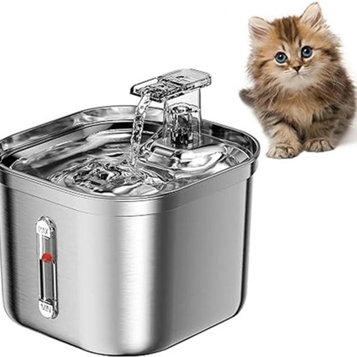 GENERICO - Fuente De Agua Para Mascotas 2 Litros Acero Inoxidable