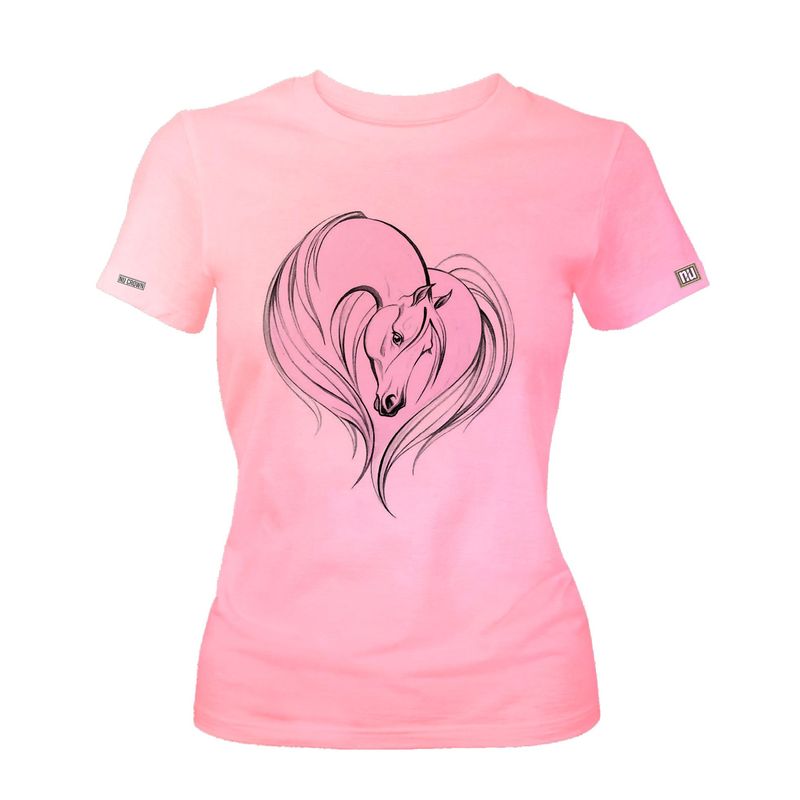 CREACIONES NU CROWN - Camiseta Dama Caballo forma de corazon mujer Original Nu Crown