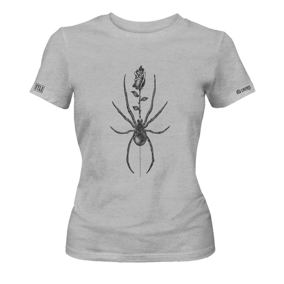 CREACIONES NU CROWN - Camiseta Dama Araña con una rosa Original Nu Crown