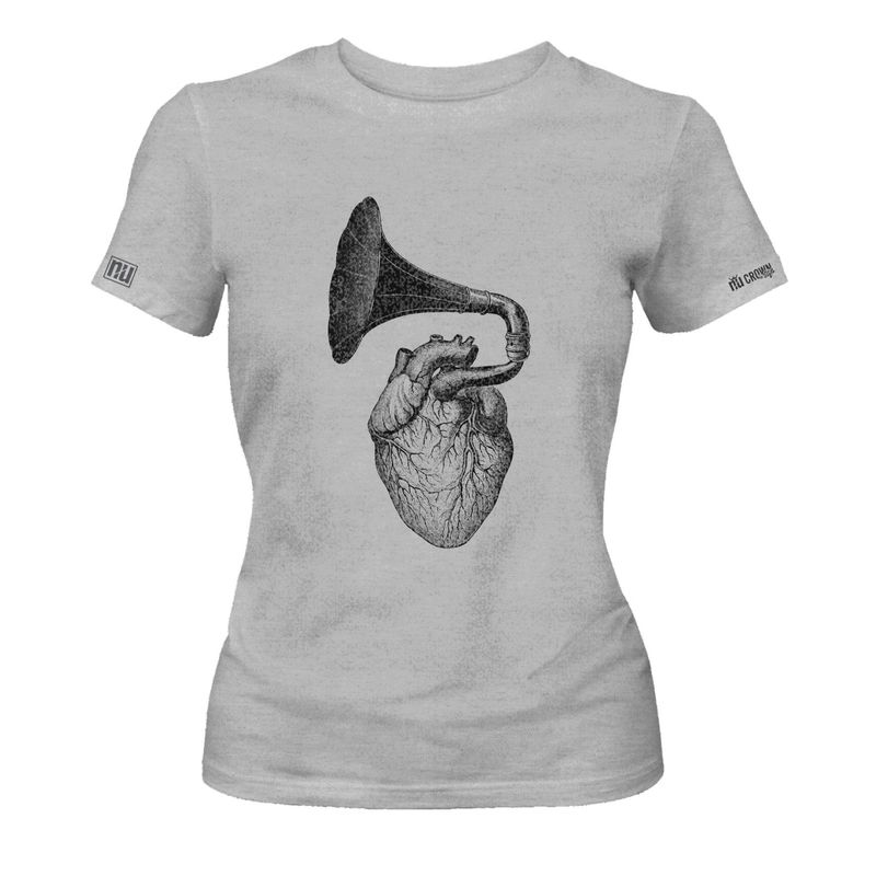 CREACIONES NU CROWN - Camiseta Dama Fonografo corazon Original Nu Crown