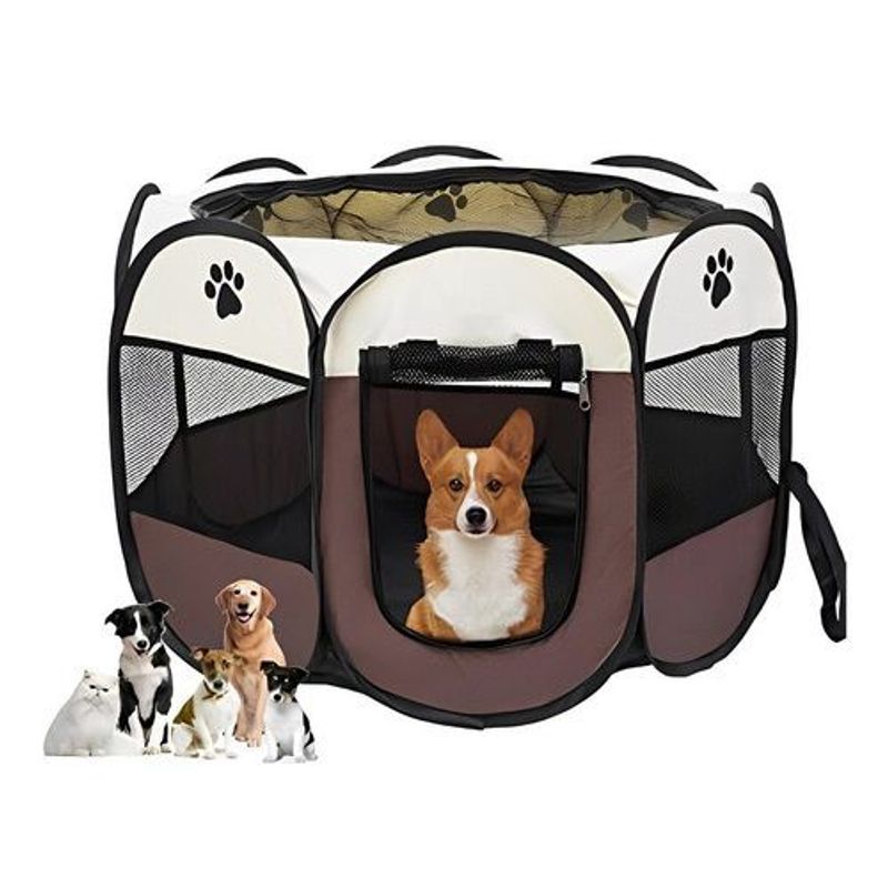 GENERICO - Corral Plegable Para Gato Y Perro Casa Tienda Portátil CAFE