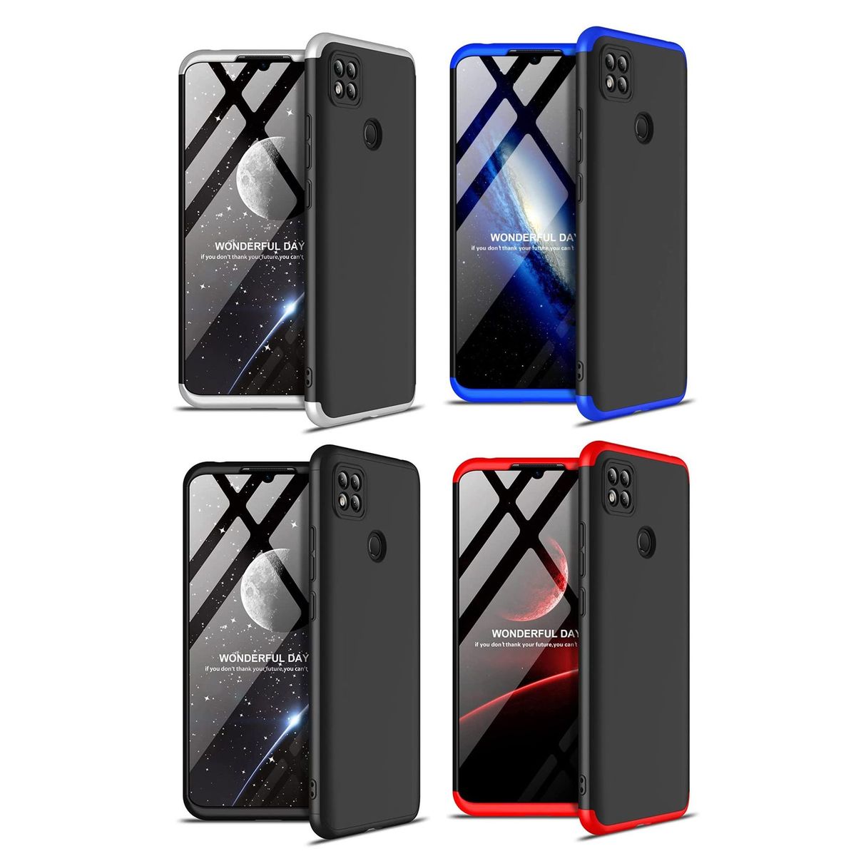 GENERICO - Estuche Case 360° GKK Compatible Con Xiaomi Redmi 9C Y Redmi 10A Plata