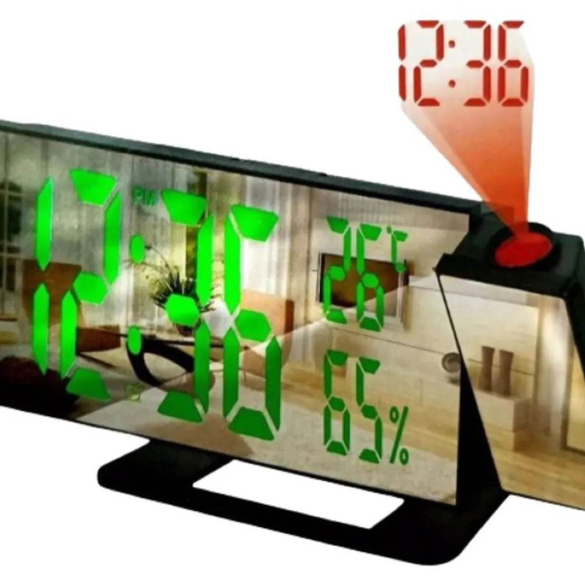 ZHOPI CO - Reloj Despertador Digital Alarma Lcd Proyector Hora Espejo