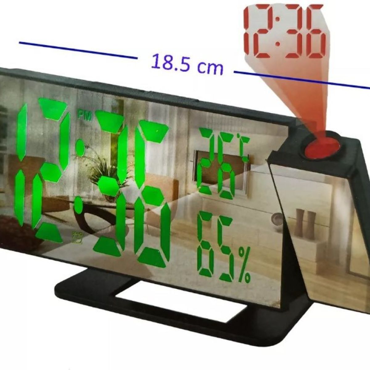 ZHOPI CO - Reloj Despertador Digital Alarma Lcd Proyector Hora Espejo