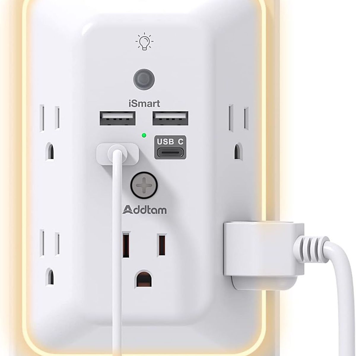GENERICO - Multitomas Con Luz Nocturna 5 Tomacorrientes Y 4 Puertos Usb