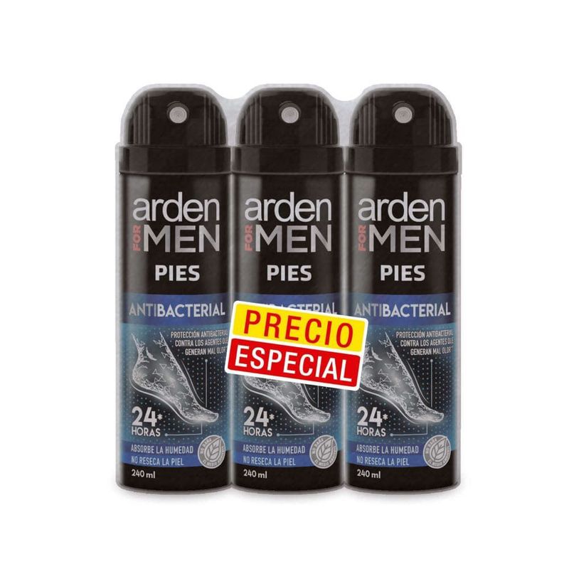 ARDEN FOR MEN - Promoción Arden for Men Pies Antibacterial 240ml x3 und