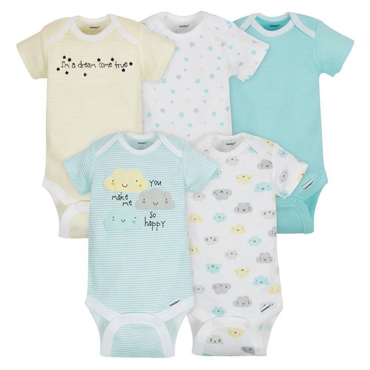GERBER - Bodies Gerber manga corta Cloud- pack x5