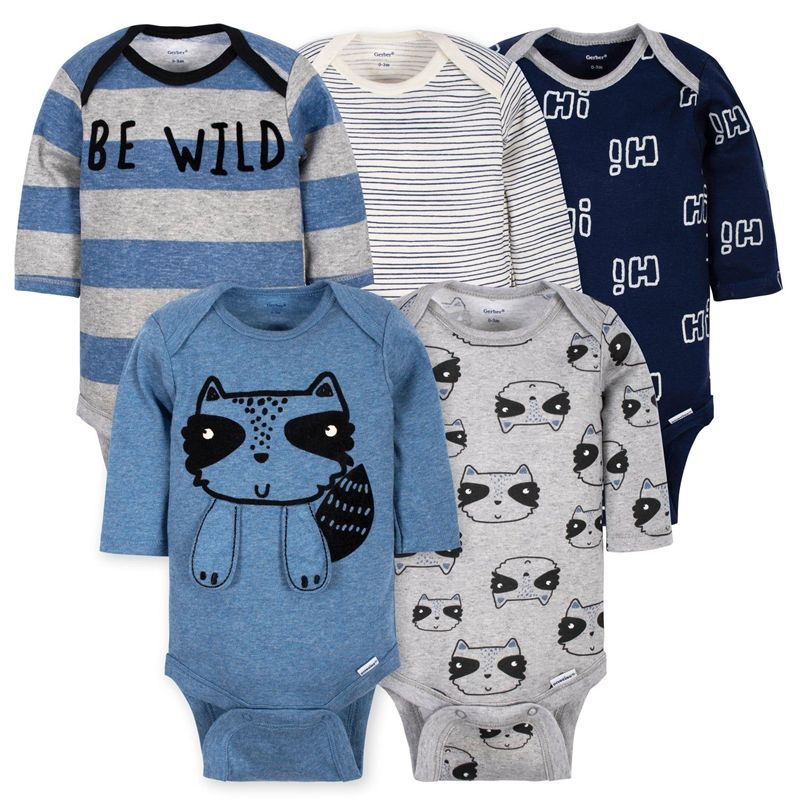 GERBER - Bodies Gerber manga larga Mapache - pack x 5