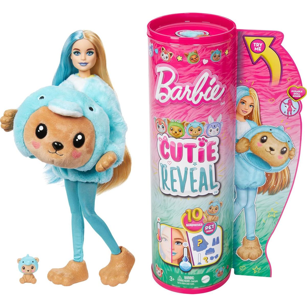 BARBIE - Muñeca Barbie Cutie Reveal Oso Disfraz De Delfín