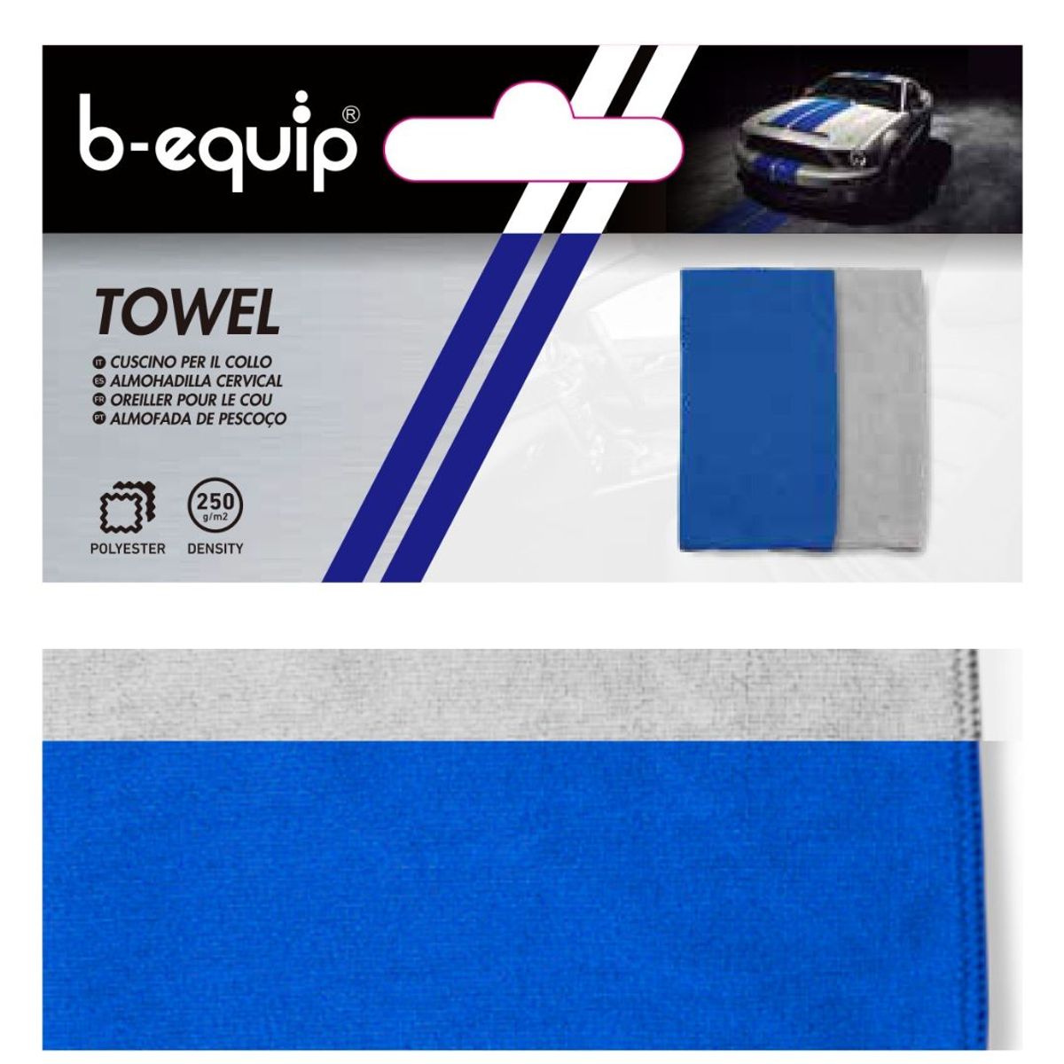 B EQUIP - Set De 2 Paños En Microfibra Ultrasuaves Azul y Gris B-Equip