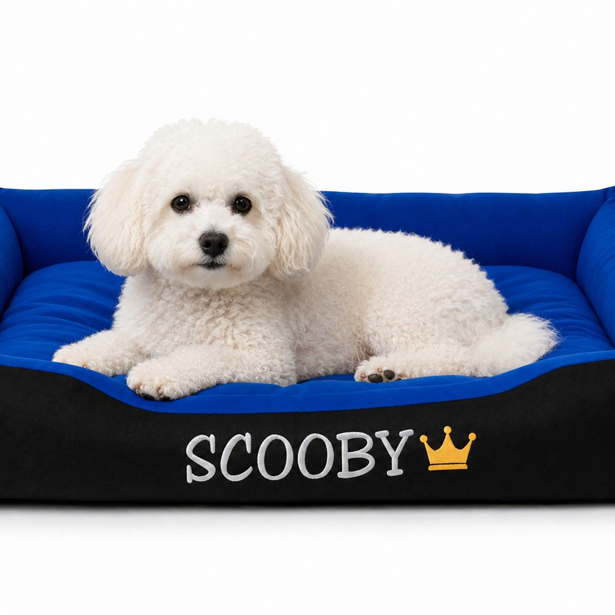 GENERICO - Cama Para Perros Lavable Con su Nombre Bordado 70  x 55 cm  Azul