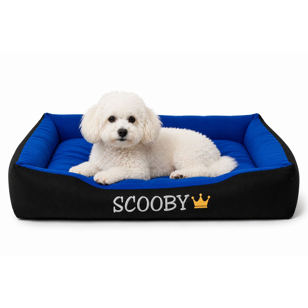 GENERICO - Cama Para Perros Lavable Con su Nombre Bordado 70  x 55 cm  Azul