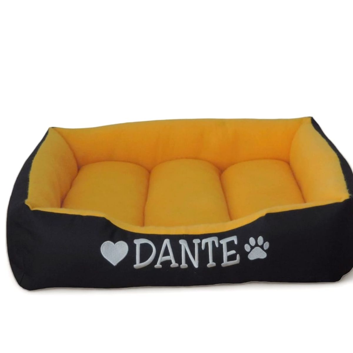 GENERICO - Cama Para Perros Lavable con su nombre bordado 48 x 48 cm  Amarilla