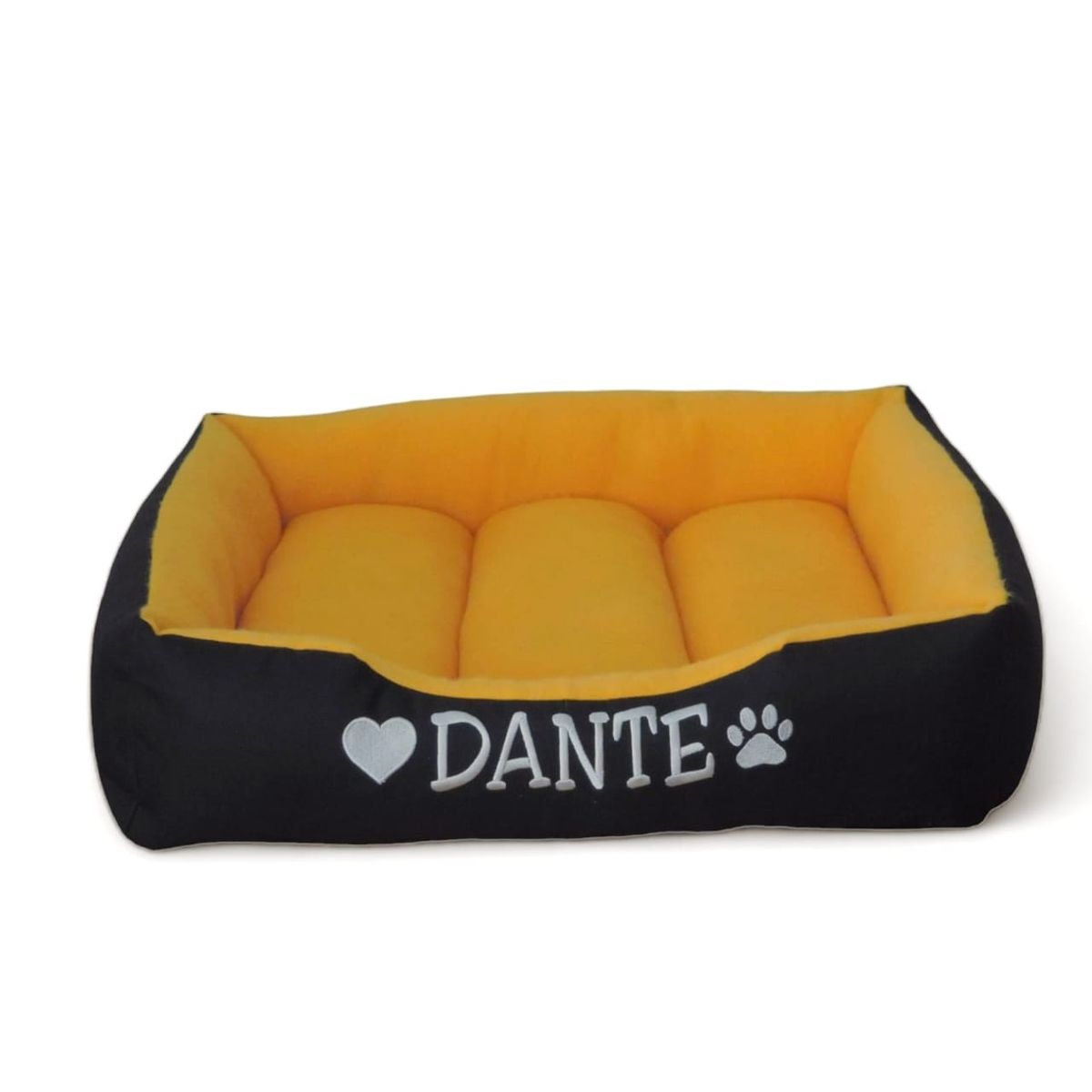 GENERICO - Cama Para Perros Lavable con su nombre bordado 48 x 48 cm  Amarilla