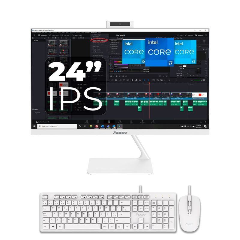JANUS - Todo en Uno AIO Janus 24" I I3 12100 512GB M2 PCIE RAM 8GB Blanco