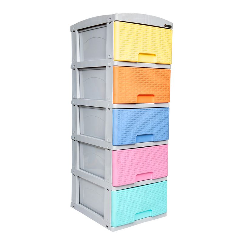 COLPLAST - Practimueble Apariencia Rattan 5 Gavetas Colplast Color Pastel
