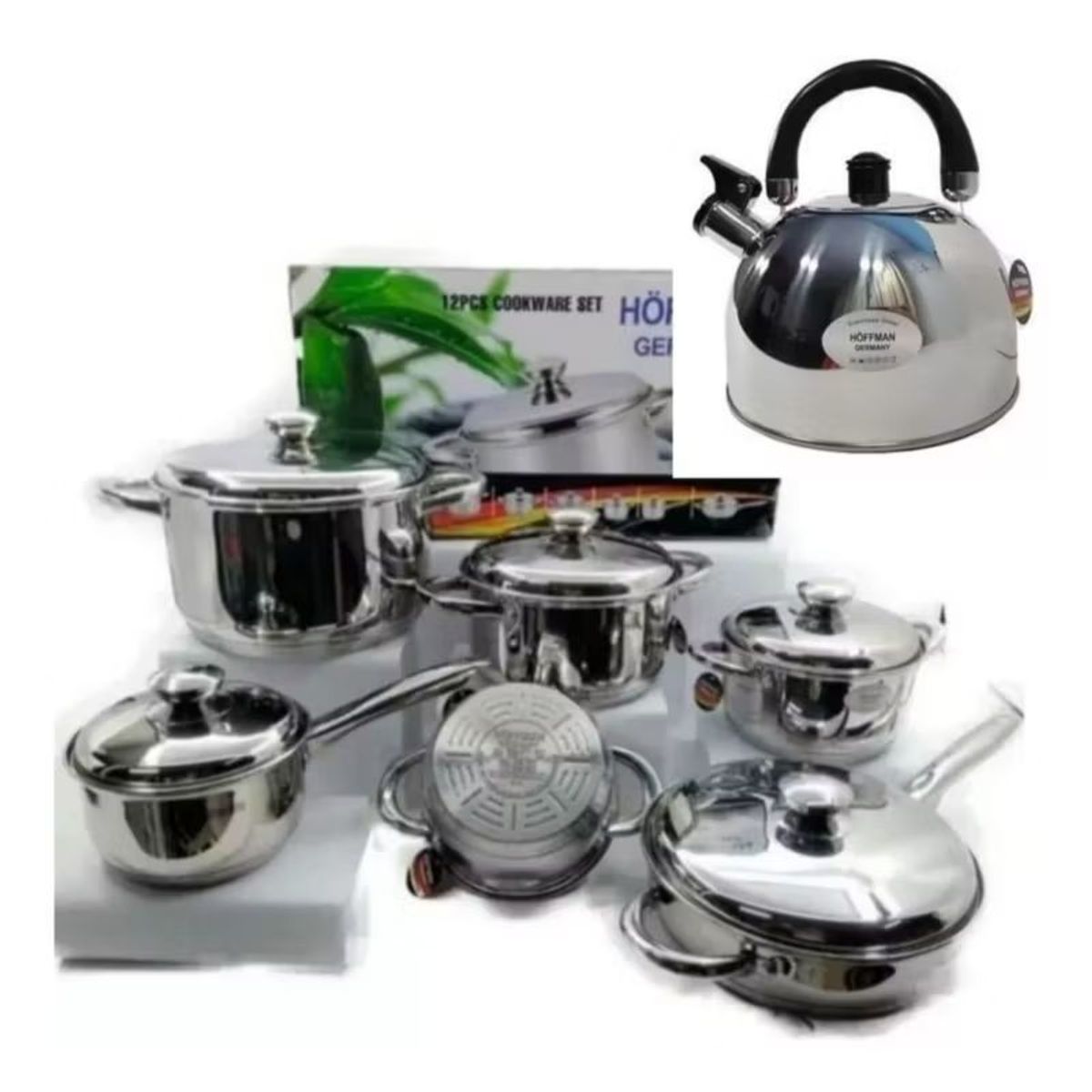 GENERICO - Bateria De Ollas Acero Hoffman tetera cocina 13 Piezas