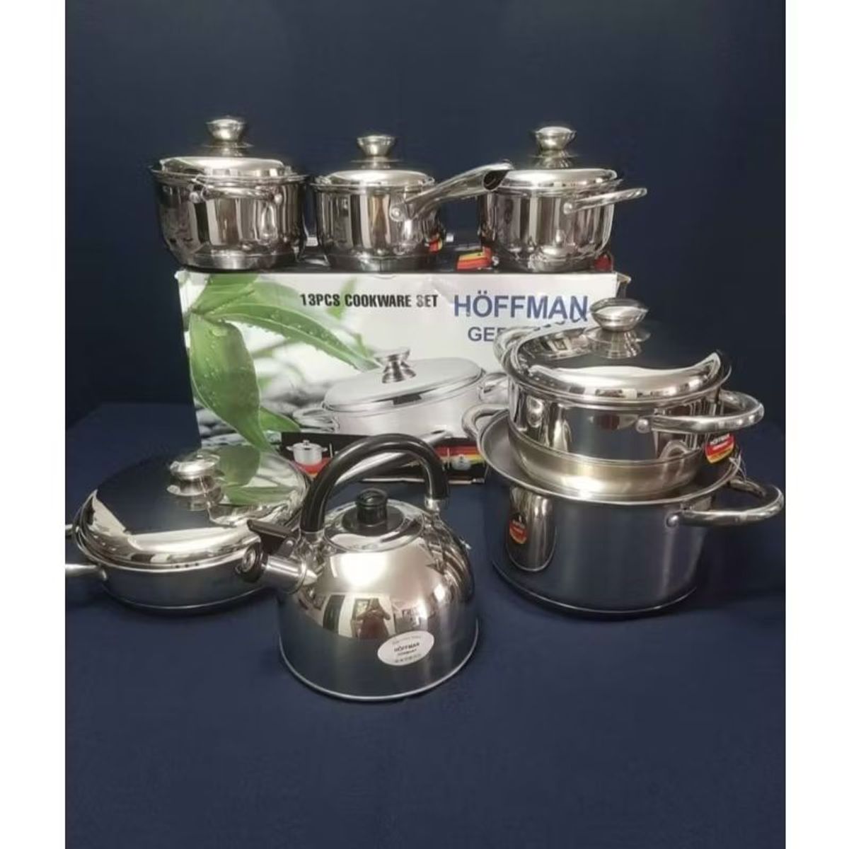 GENERICO - Bateria De Ollas Acero Hoffman tetera cocina 13 Piezas