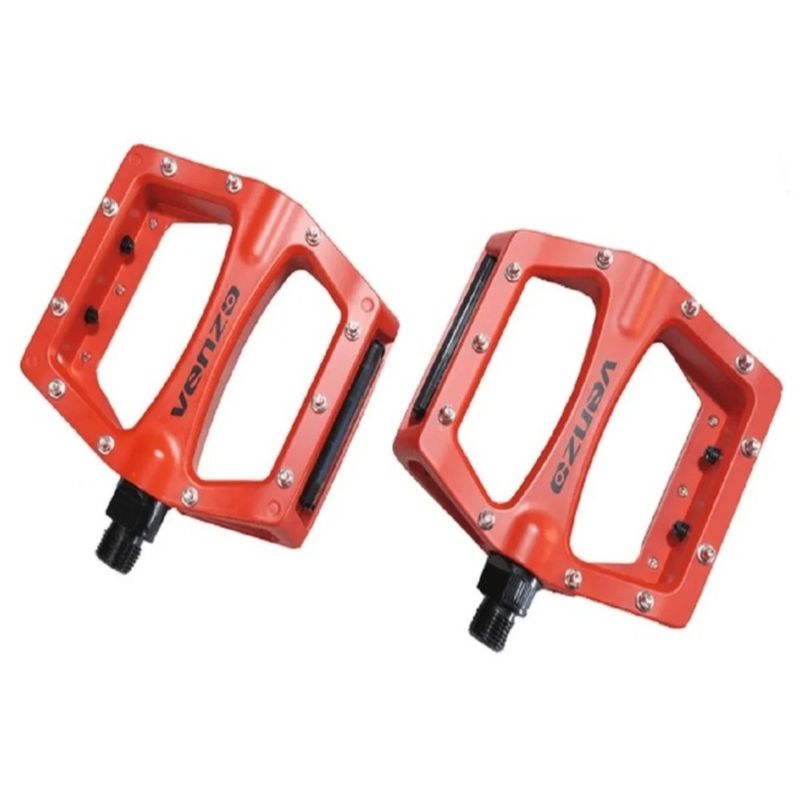 VENZO - Pedales Mtb Bmx Con Taches VENZO E02B-001 Aluminio Rojo