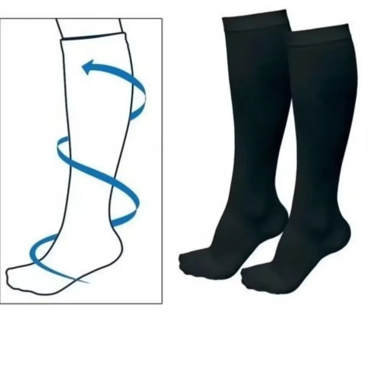 GENERICO - Medias compresion Anti Fatiga Y Varice  Negra L XL.---