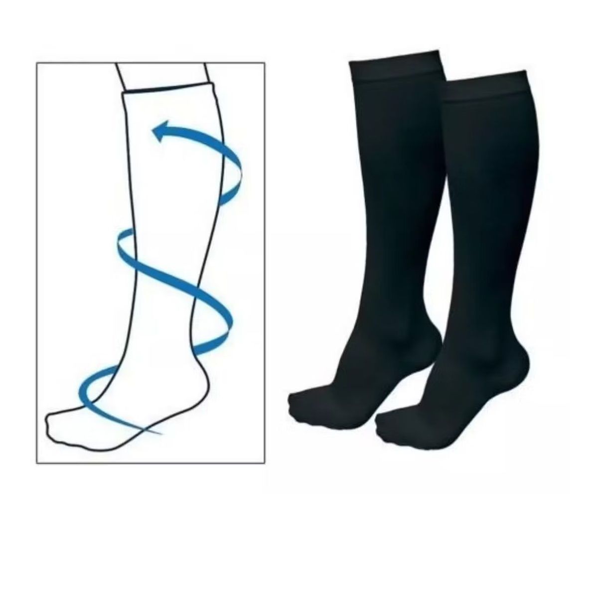 GENERICO - Medias compresion Anti Fatiga Y Varice  Negra L XL.---