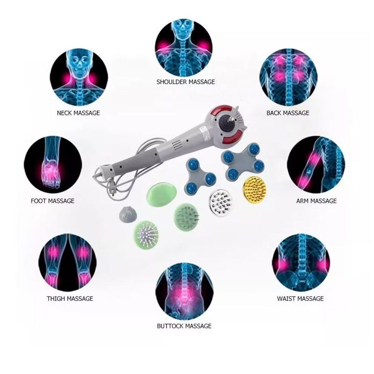 GENERICO - Masajeador Eléctrico Magic Massager 8 en 1.---