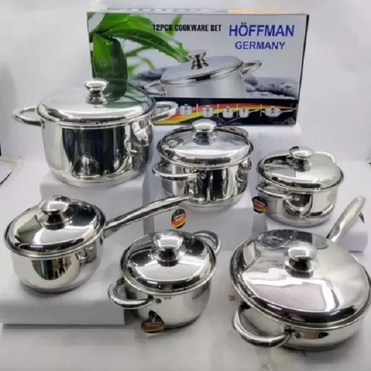 GENERICO - Bateria De Ollas Acero Hoffman cocina 12 Piezas