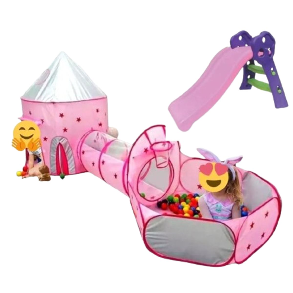 INFANTILES CAJUROMIX - CARPA 3 EN 1 ROSA + RODADERO + PELOTAS