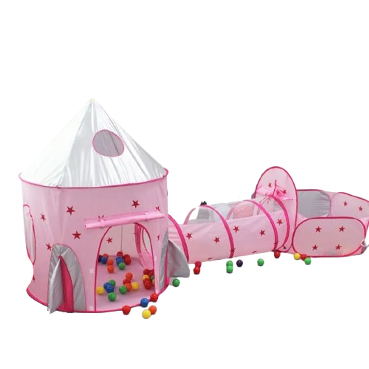 INFANTILES CAJUROMIX - CARPA 3 EN 1 ROSA + RODADERO + PELOTAS