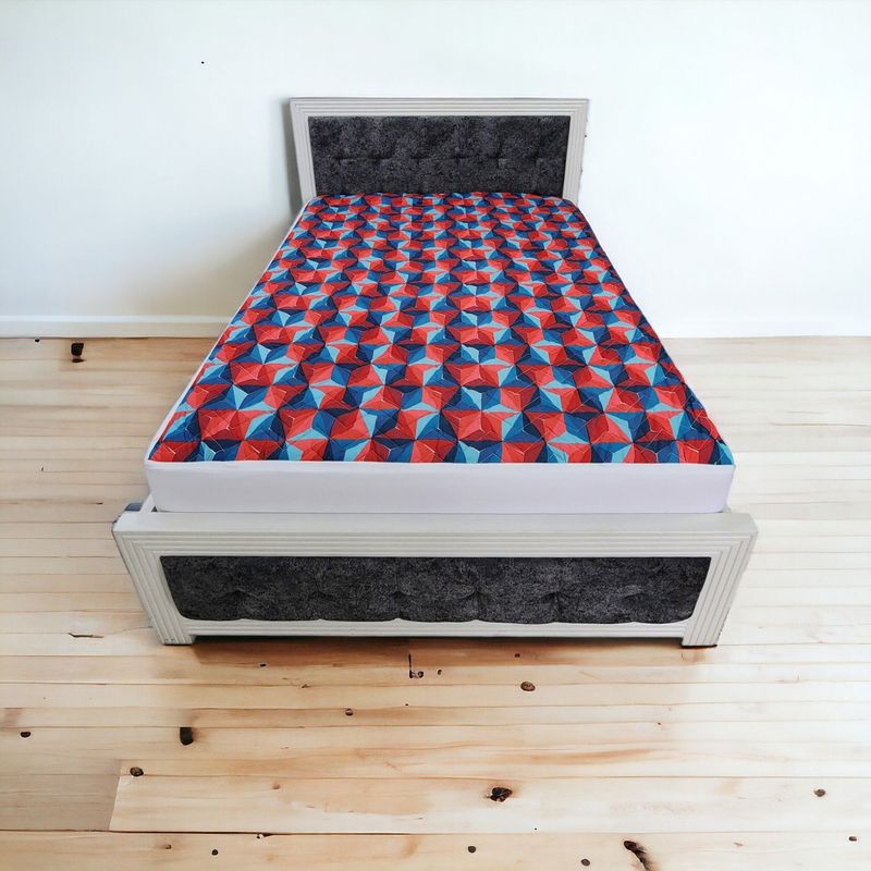 HOGARETO - Protector Colchón Estampado Rombo Cama Extradoble Queen 160x190cm