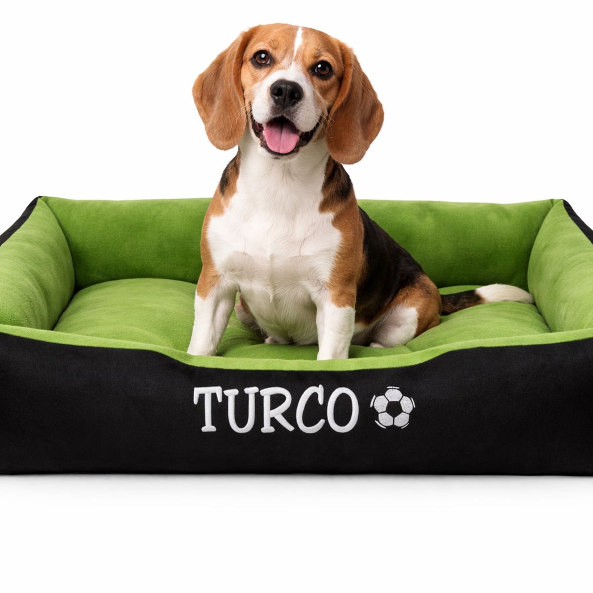 GENERICO - Cama Para Perros Lavable con su nombre bordado 48 x 48 cm Verde