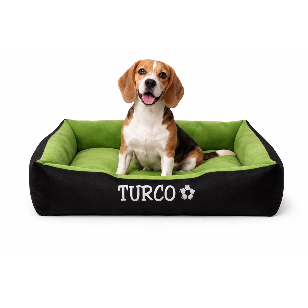 GENERICO - Cama Para Perros Lavable con su nombre bordado 48 x 48 cm Verde