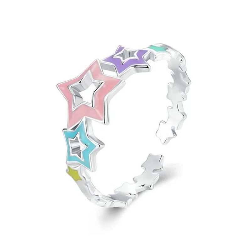 ALHAJAS - Anillo Ajustable Para Mujer Estrella Arcoíris En Plata 925
