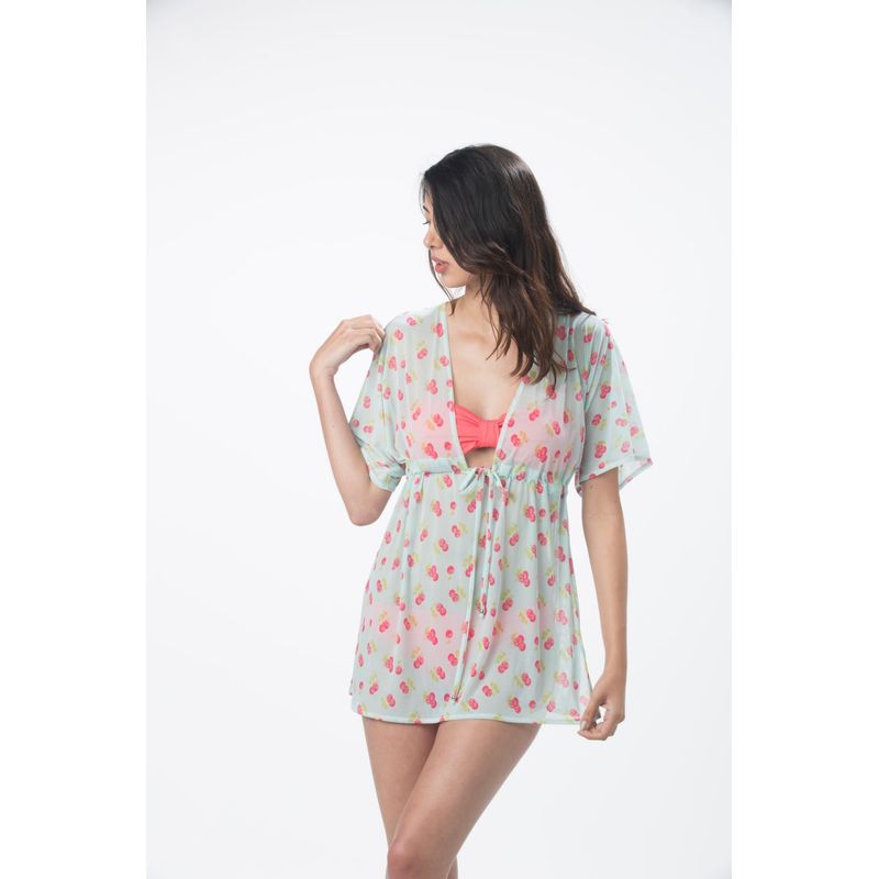 TACTAK - Salida de baño tipo bata Tactak estampado cerezas