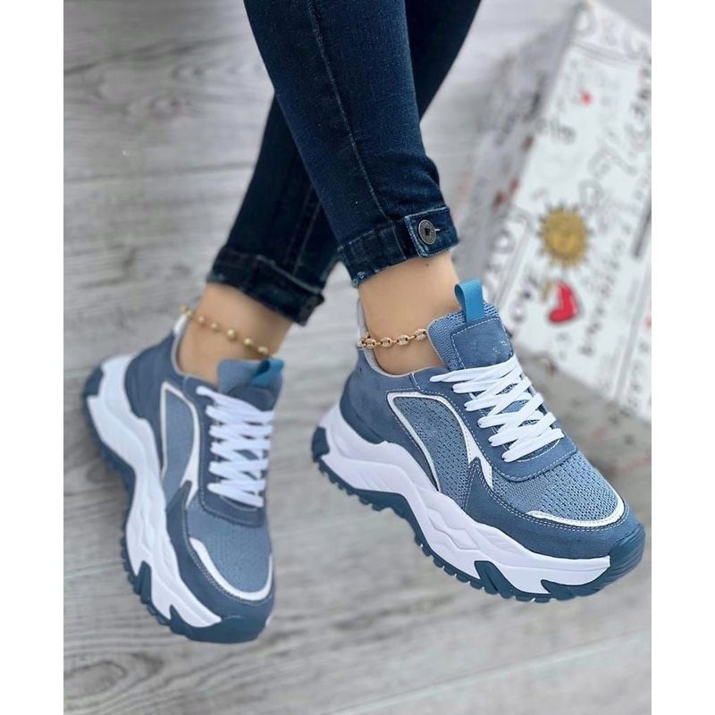 GENERICO - Tenis Azul Bellos Dama Zapatillas Zapatos Mujer Lindos Moda Casual