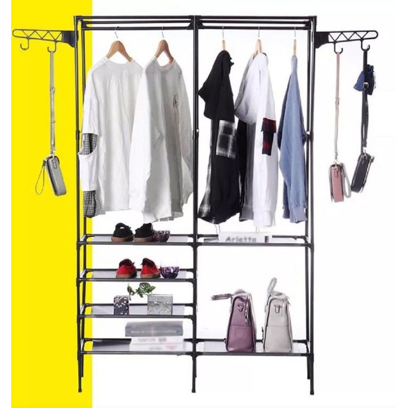 GENERICO - Closet Armario Estante Metalico 5 Niveles Con Perchero