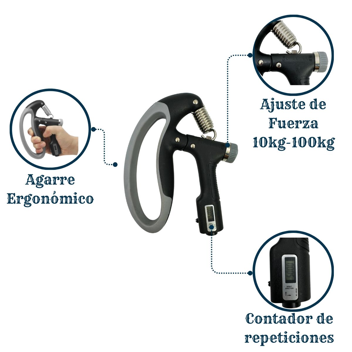 GENERICO - Ejercitador De Antebrazo Hand Grips Tensor De Mano Fortalece