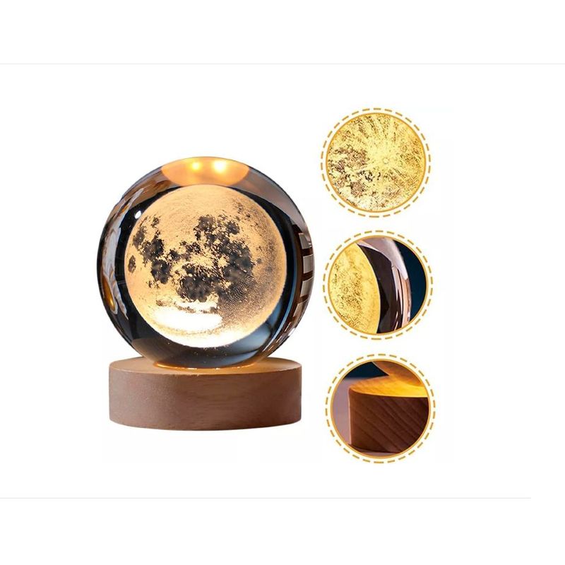 GENERICO - Lampara De Cristal Esfera 3D Con Luz