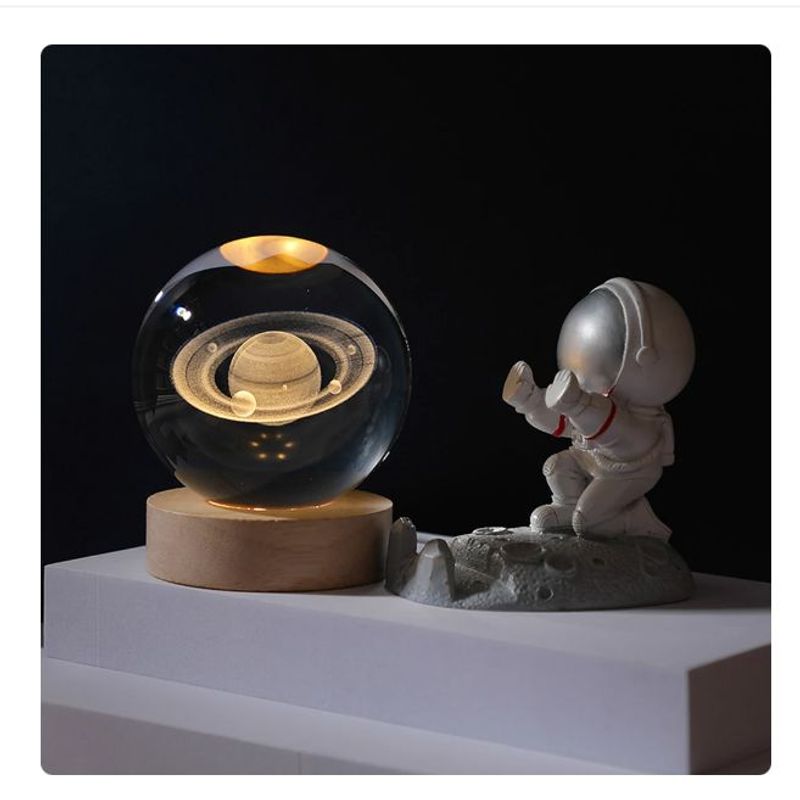 GENERICO - Combo Lampara De Esfera 3D + Base De Astronauta Para Celular