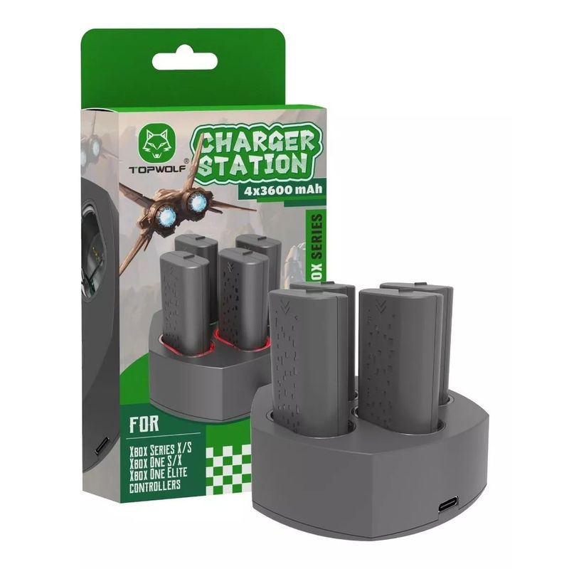 GENERICO - Base Con 4 Baterías De 3600mha Para Control De Xbox One