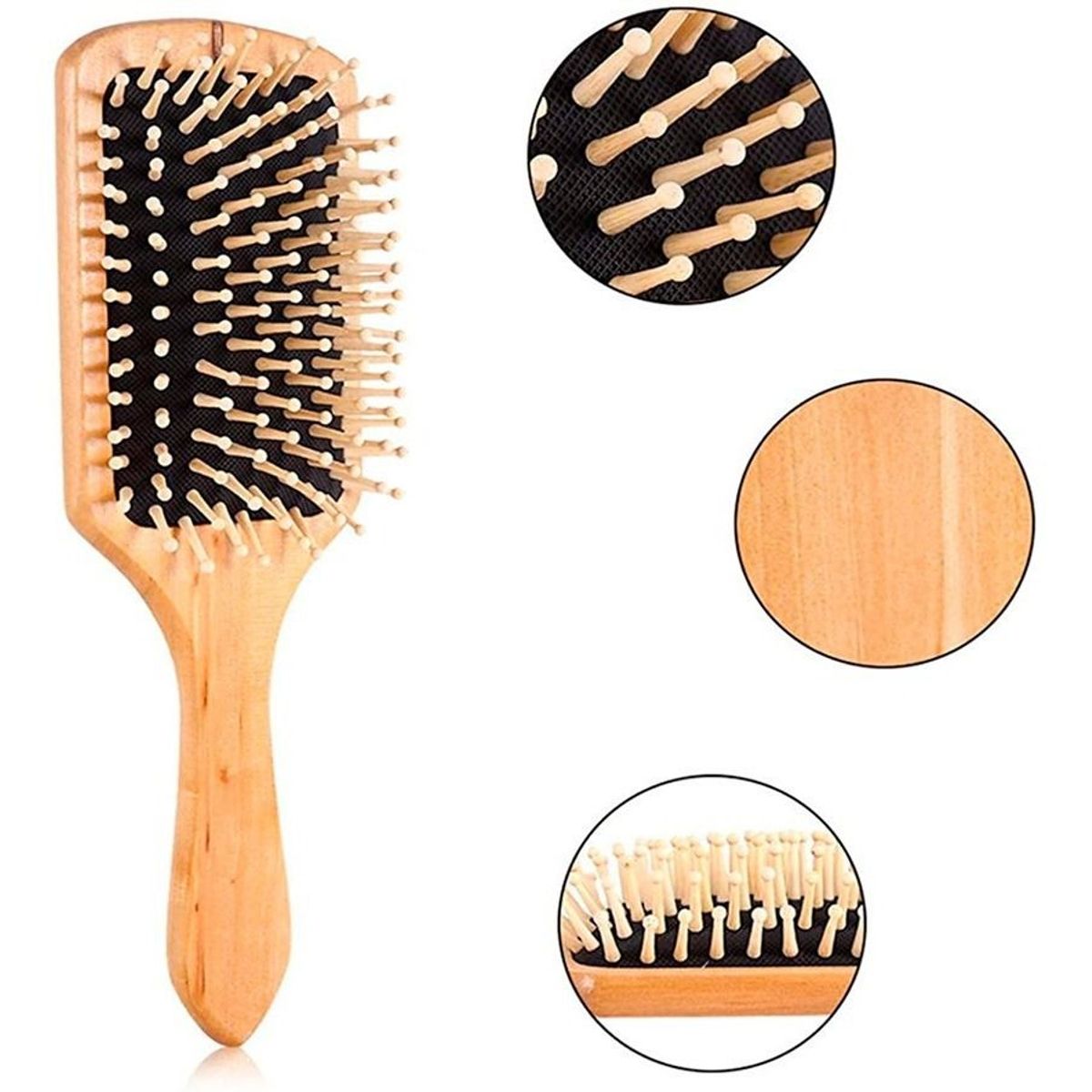 GENERICO - Cepillo Para El Cabello Plano En Bambú Y Madera