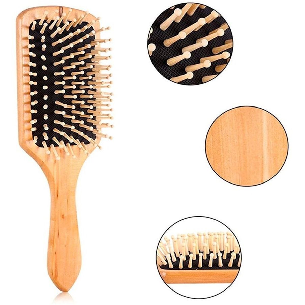 GENERICO - Cepillo Para El Cabello Plano En Bambú Y Madera