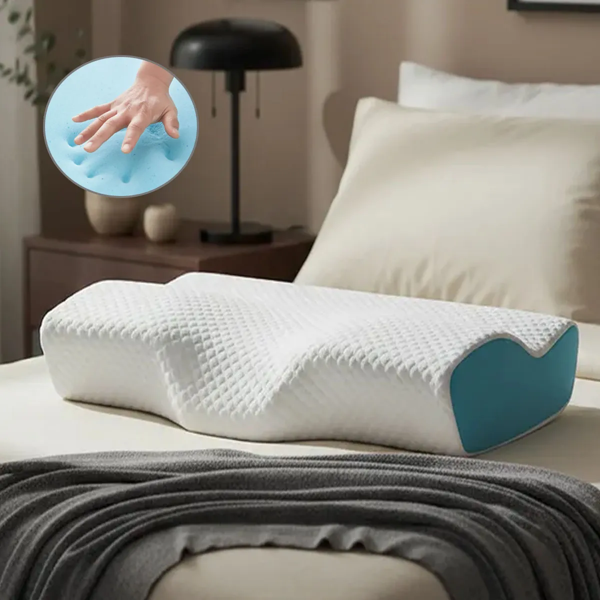 TECHCONFORT - Almohada Viscoelástica Antirronquido Memory Foam con infusión de GEL