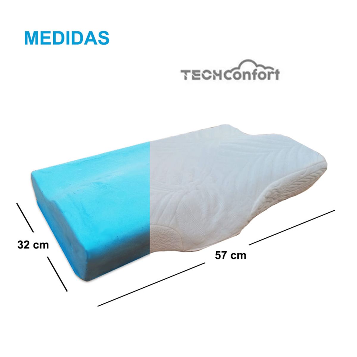TECHCONFORT - Almohada Viscoelástica Antirronquido Memory Foam con infusión de GEL
