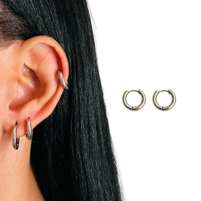 ACCESORIOS DE EVA - Candongas en Acero Inoxidable para Mujer Salma 8 mm_.